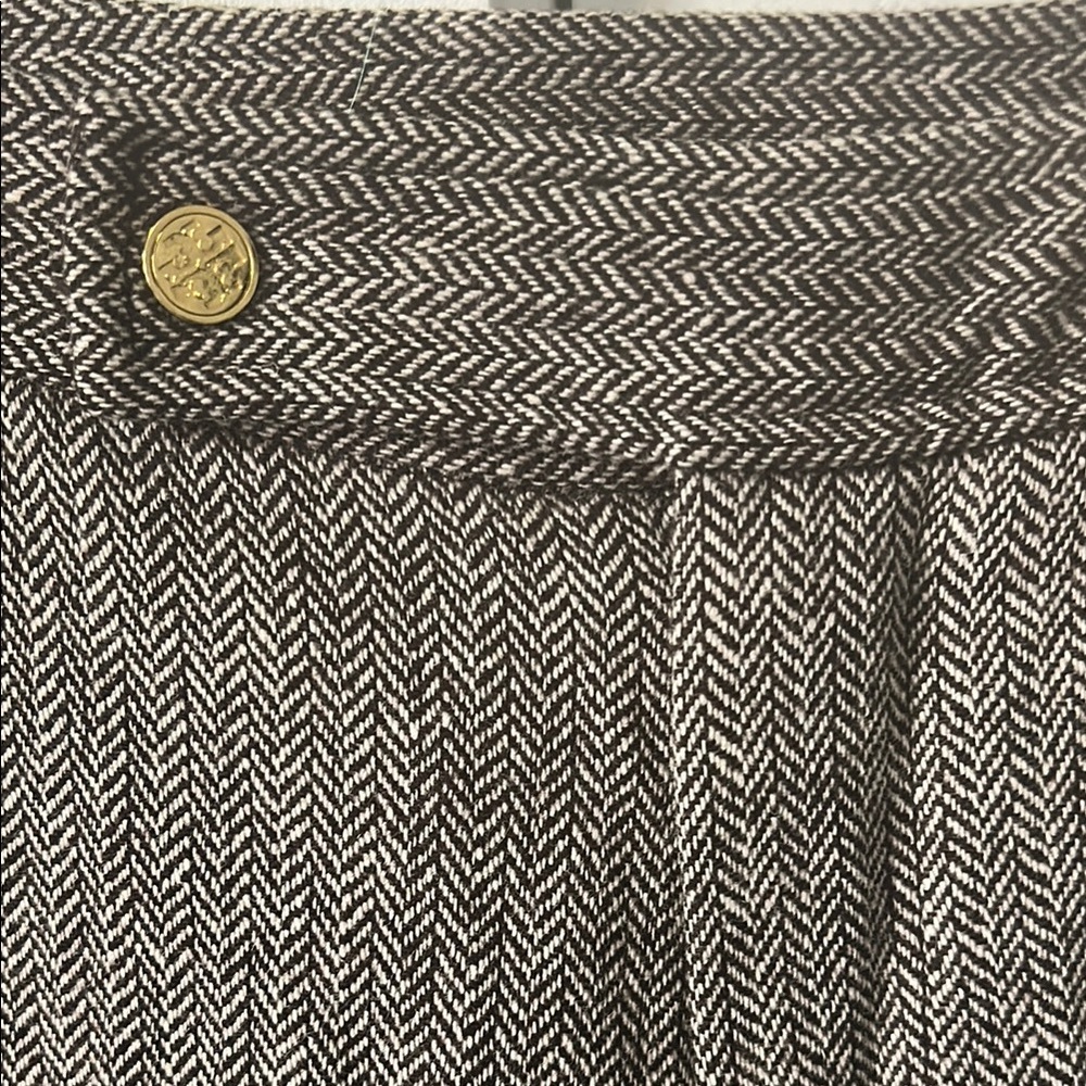 Tory Burch Black and White Herringbone Trousers - Picture 2 of 8